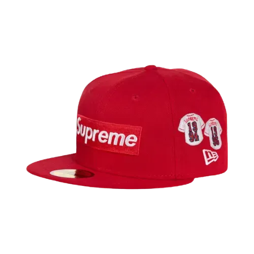 Boné Supreme Jerseys Box Logo New Era Fitted Red - Droper
