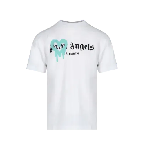 Camiseta Palm Angels St. Barth Heart Spray Logo White