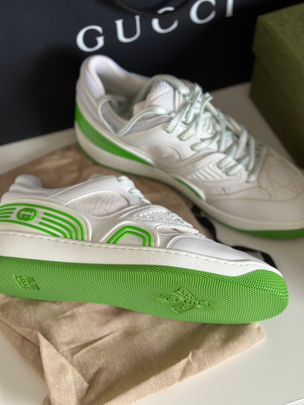 Gucci Basket Low White Demetra Green