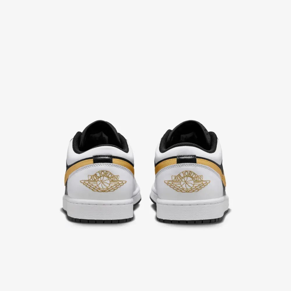 Air Jordan 1 Low White Black Metallic Gold Swoosh foto 4