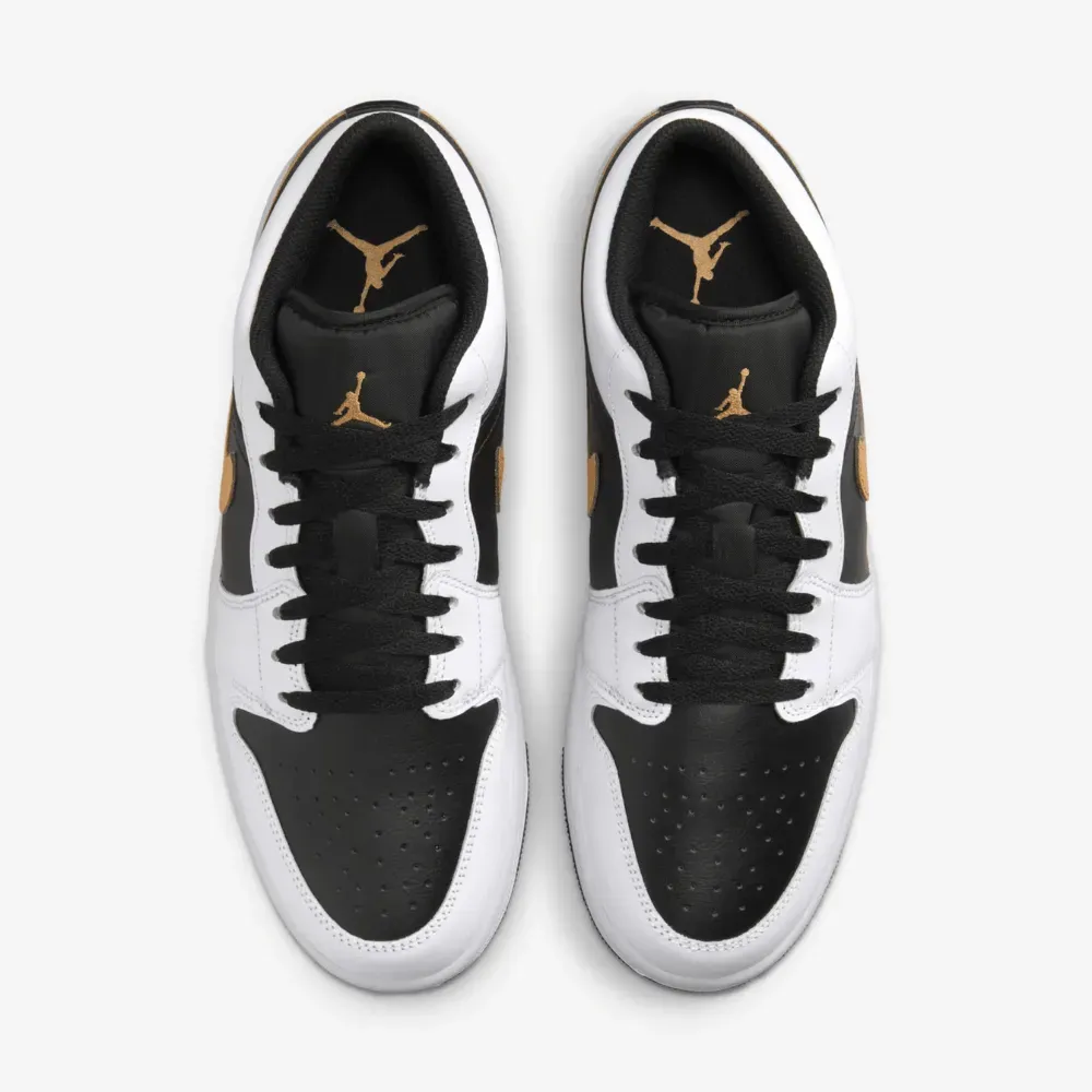 Air Jordan 1 Low White Black Metallic Gold Swoosh foto 2
