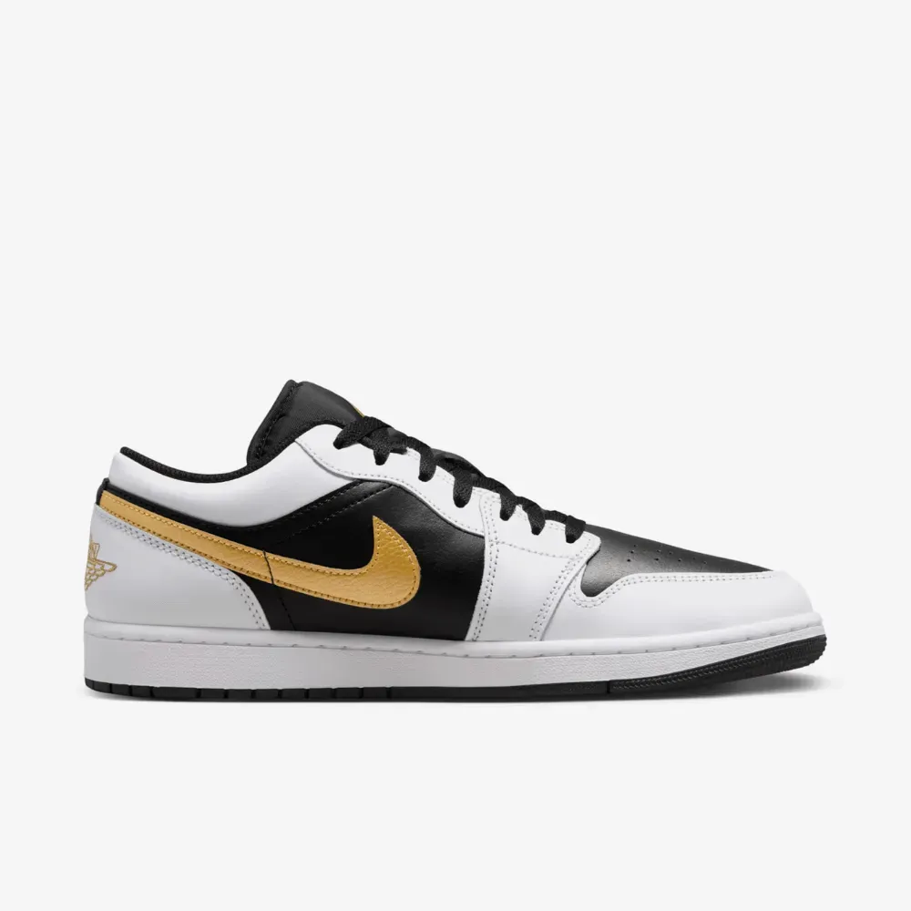 Air Jordan 1 Low White Black Metallic Gold Swoosh foto 3