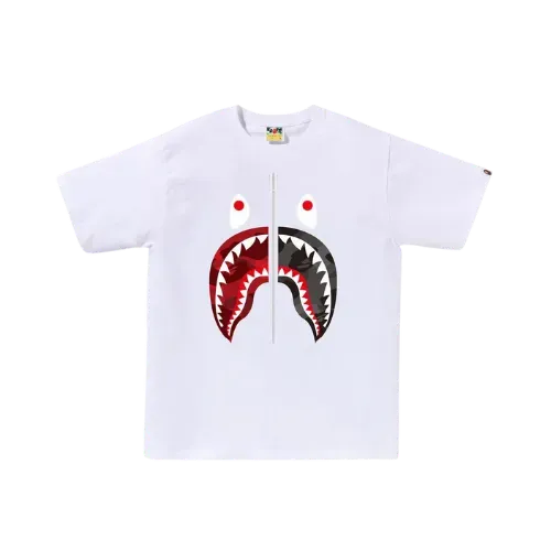 Camiseta A Bathing Ape Bape Short Sleeve Camo Separate Shark White Red