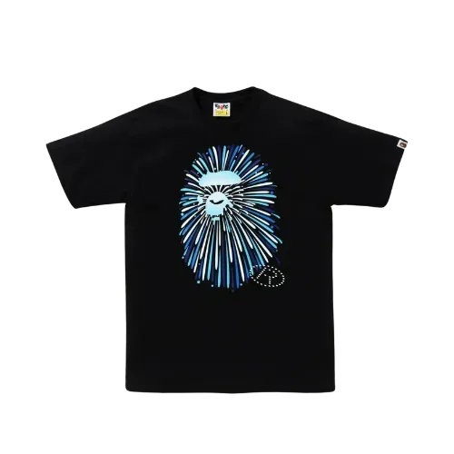 Camiseta A Bathing Ape Bape Head Firework #1 Black Blue