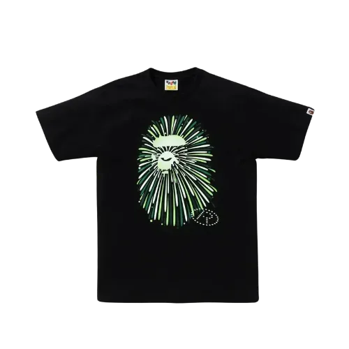 Camiseta A Bathing Ape Bape Head Firework #1 Black Green