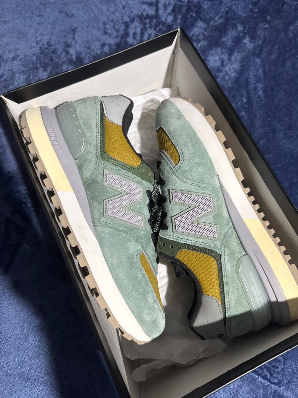 Stone Island x New Balance 574 Legacy Light Green Mustard Gold