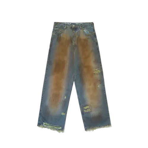 Calça Piet Oversized Trashed Denim Verde