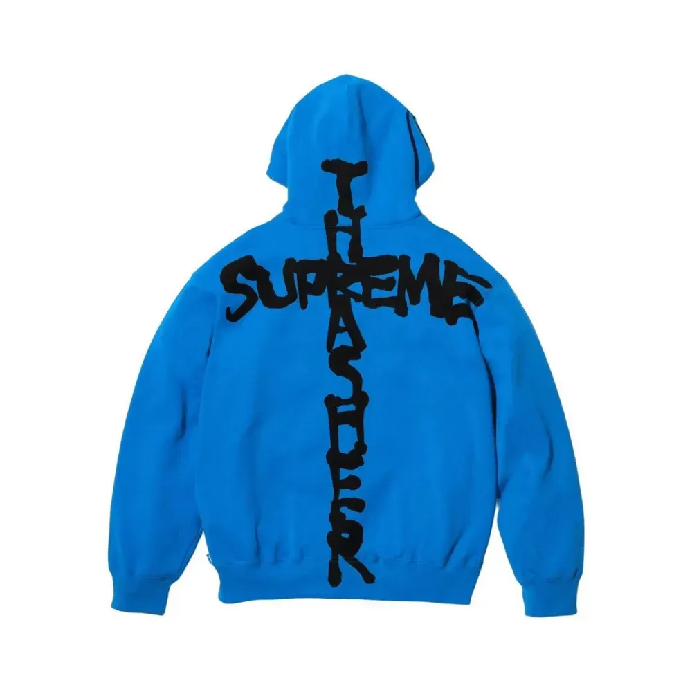 Thrasher x Supreme Moletom Zip Up Hooded Blue - Droper