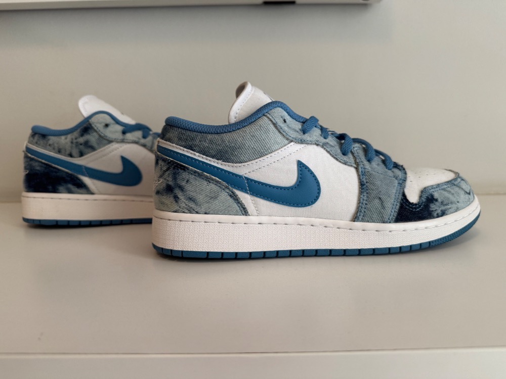 Air Jordan 1 Low GS Washed Denim — 37.5, Usado