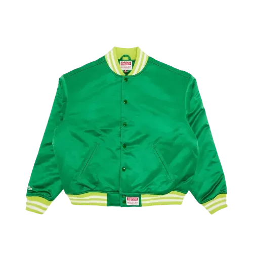 Mitchell & Ness x Supreme Jaqueta Satin Varsity Green