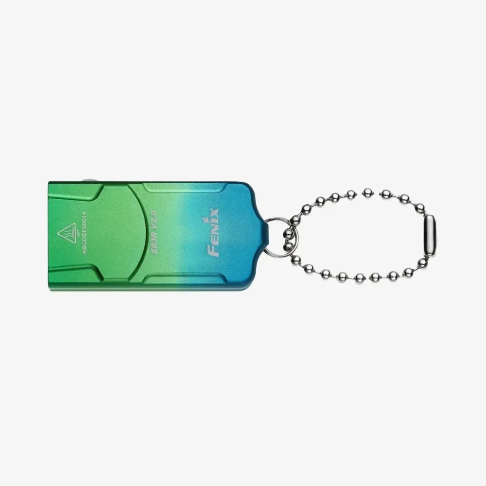 Supreme E03R v2.0 キーチェーンフラッシュライト、青 Chaveiro Supreme Fenix E03R Flashlight Green - Droper