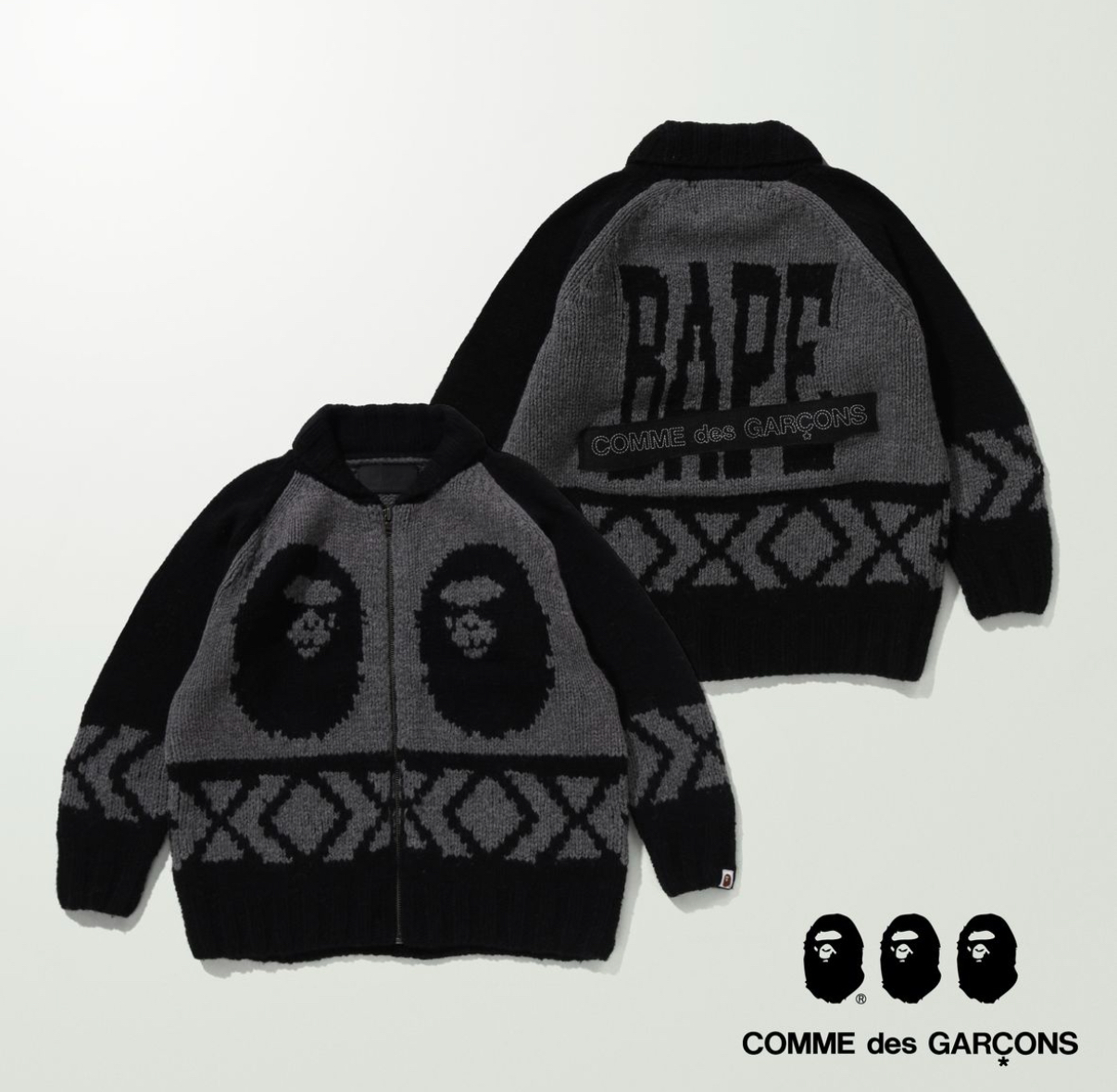 BAPE® x COMME des GARÇONS: Cardigans e Gorros Exclusivos