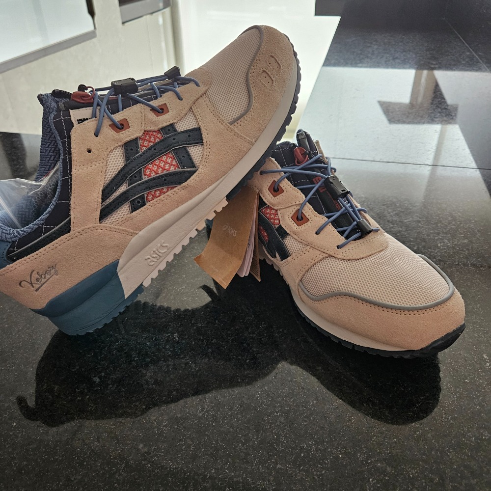 mita sneakers x KEBOZ x Asics Gel-Lyte 3 OG Taito Almond Peach Navy