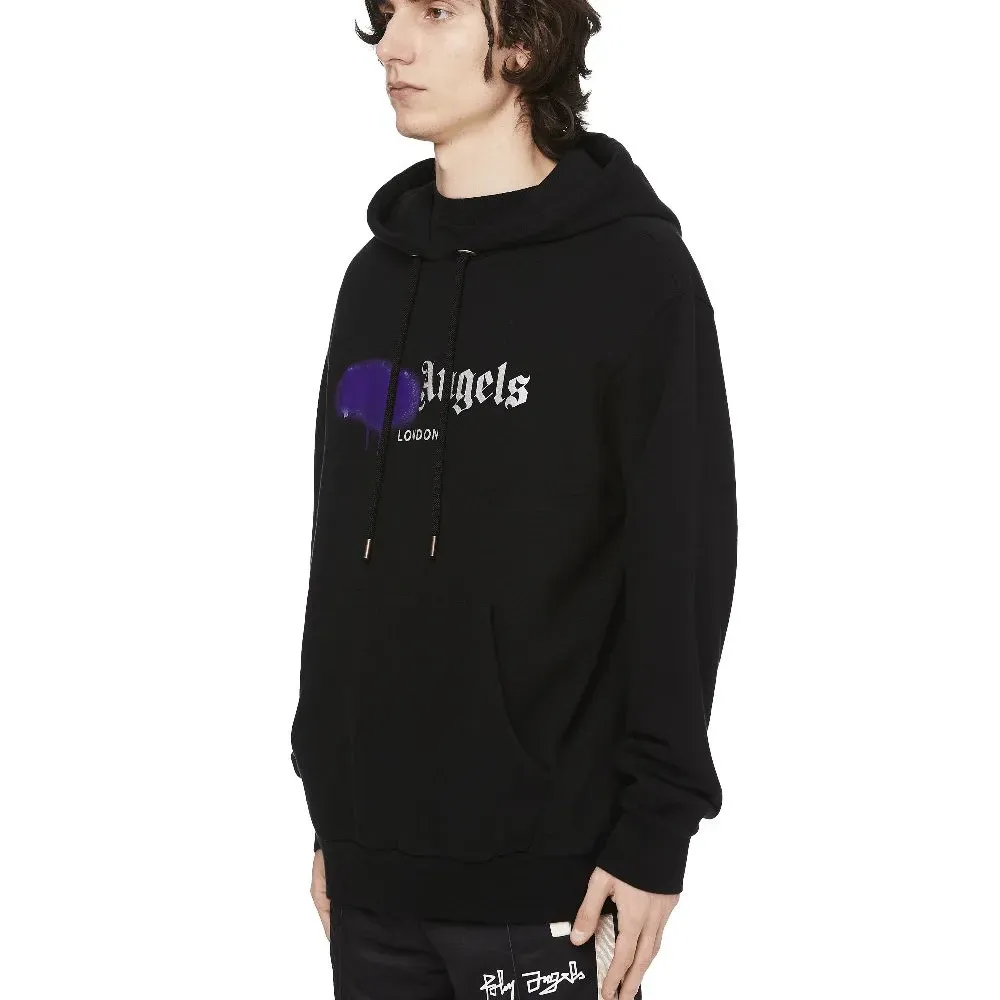 Moletom Palm Angels London Sprayed Black Purple foto 4