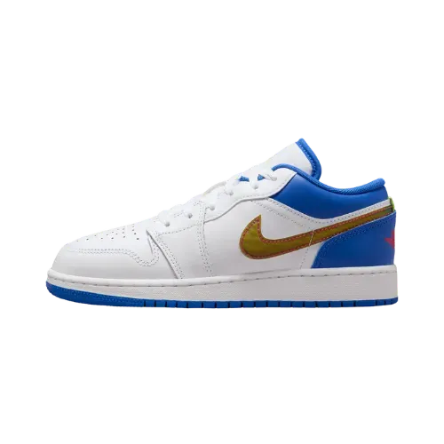 Air Jordan 1 Low SE White Hyper Royal Iridescent Swooshes - Droper
