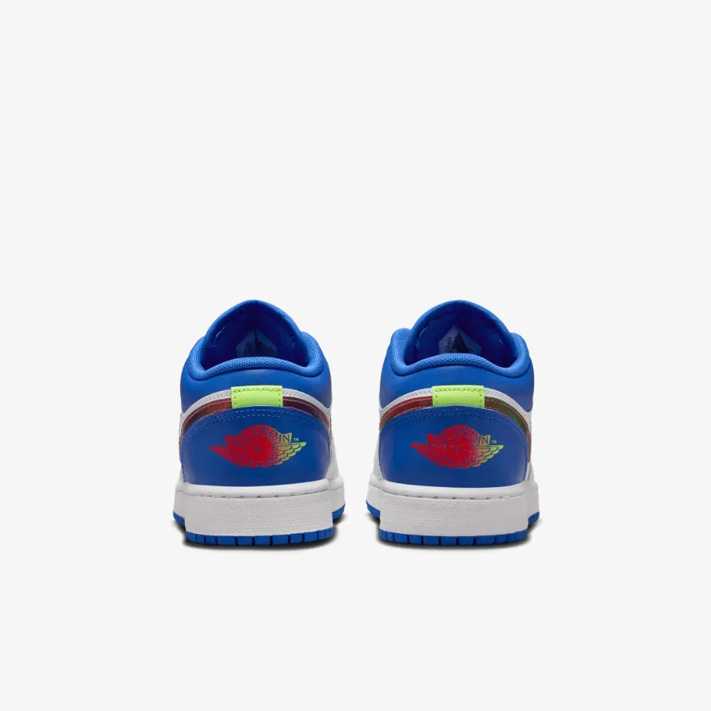 Air Jordan 1 Low SE White Hyper Royal Iridescent Swooshes - Droper