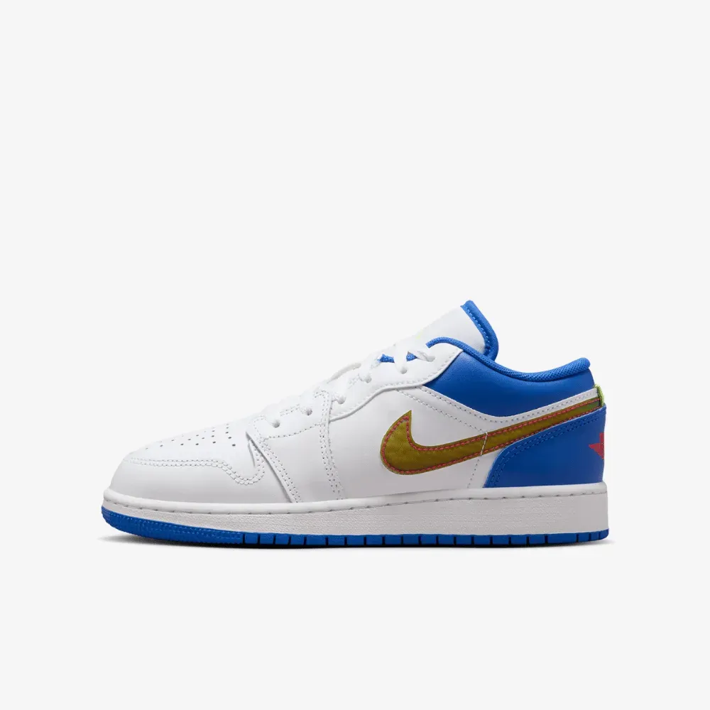 Imagem Air Jordan 1 Low SE White Hyper Royal Iridescent Swooshes
