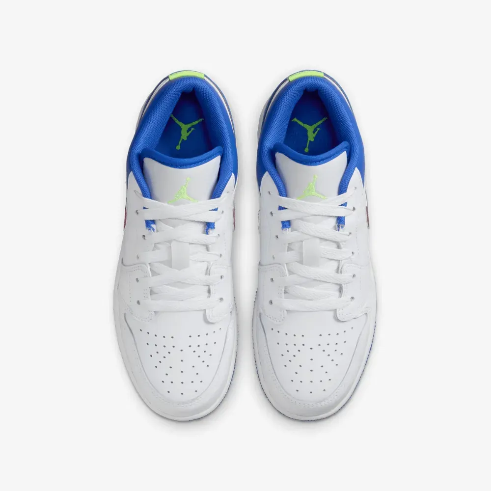 Air Jordan 1 Low SE White Hyper Royal Iridescent Swooshes - Droper