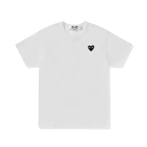 Camiseta Comme Des Garcons Play Rhinestone Emblem Black Heart White