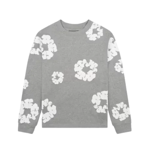 Camiseta Denim Tears Long Sleeve Cotton Wreath Grey - Droper
