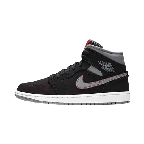 Air Jordan 1 Mid Black Particle Grey Gym Red
