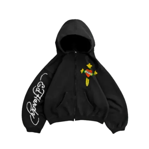 Ed Hardy x Exclusiviist 1of1 Moletom Love is a Gamble Zip Up Black