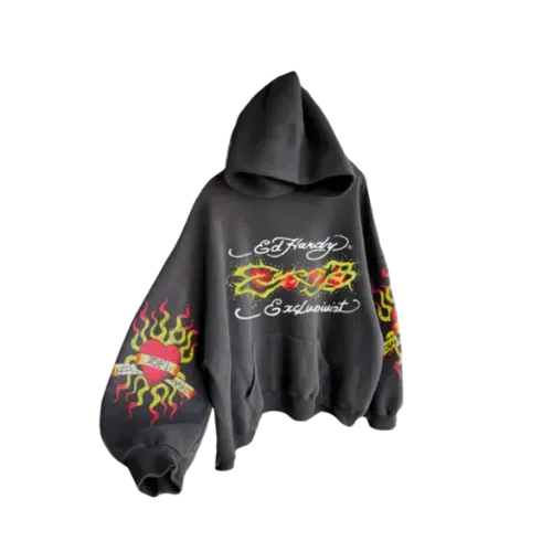 Ed Hardy x Exclusiviist 1of1 Moletom Protected Hearts Grey - Droper