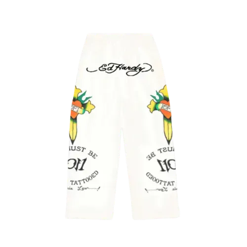 Ed Hardy x Exclusiviist 1of1 Calça Love Is A Gamble Off White