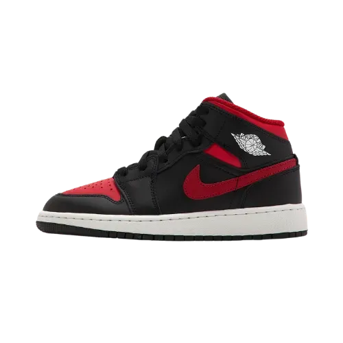 Air Jordan 1 Mid GS Black Summit White Varsity Red