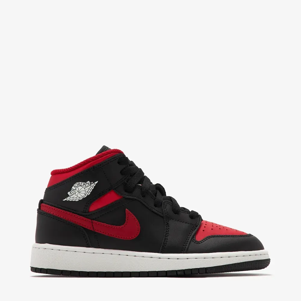 Air Jordan 1 Mid GS Black Summit White Varsity Red foto 1