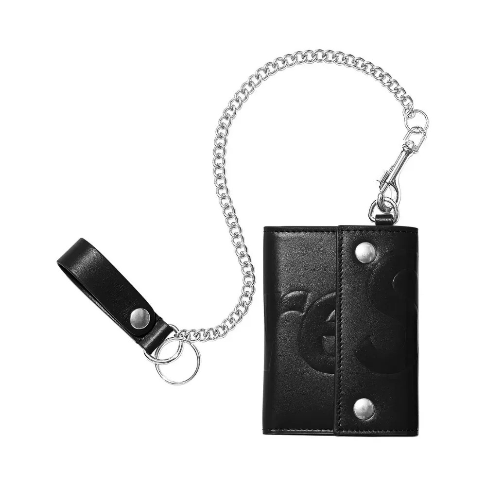 Supreme Leather Chain Wallet 黒新品 2025FW Carteira Supreme Leather Chain Black FW25-W8 - Droper