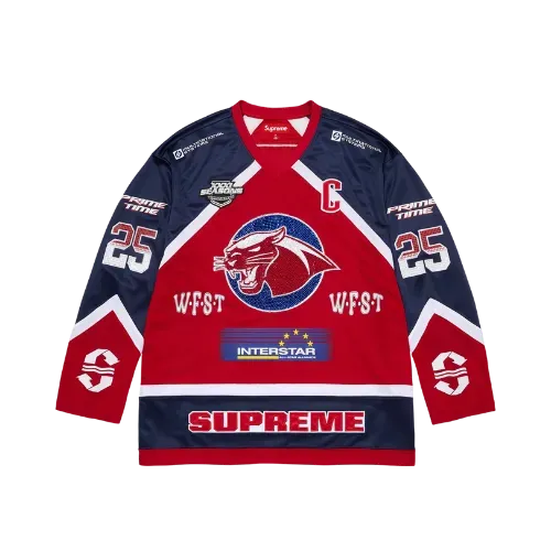 Camiseta Supreme Rhinestone Hockey Jersey Red - Droper