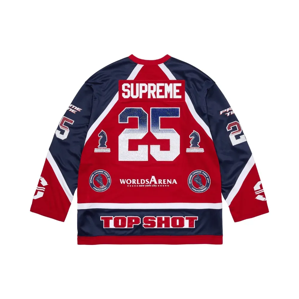 Camiseta Supreme Rhinestone Hockey Jersey Red - Droper