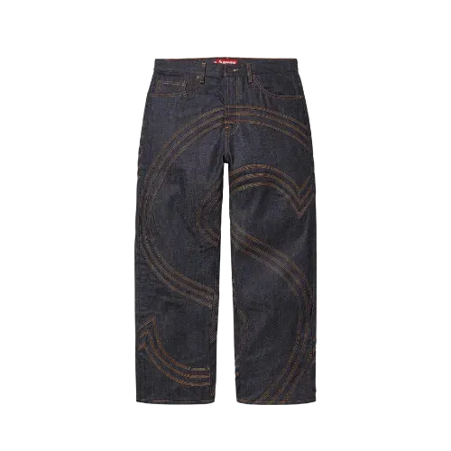 Calça Supreme S Logo Rigid Baggy Jean Indigo - Droper
