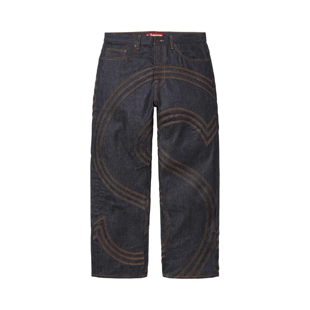 Calça Supreme S Logo Rigid Baggy Jean Indigo - Droper