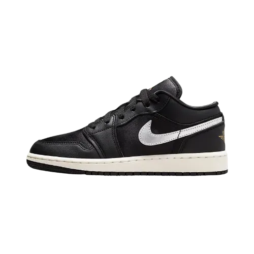 Air Jordan 1 Low SE GS Black Sail Metallic Gold Silver