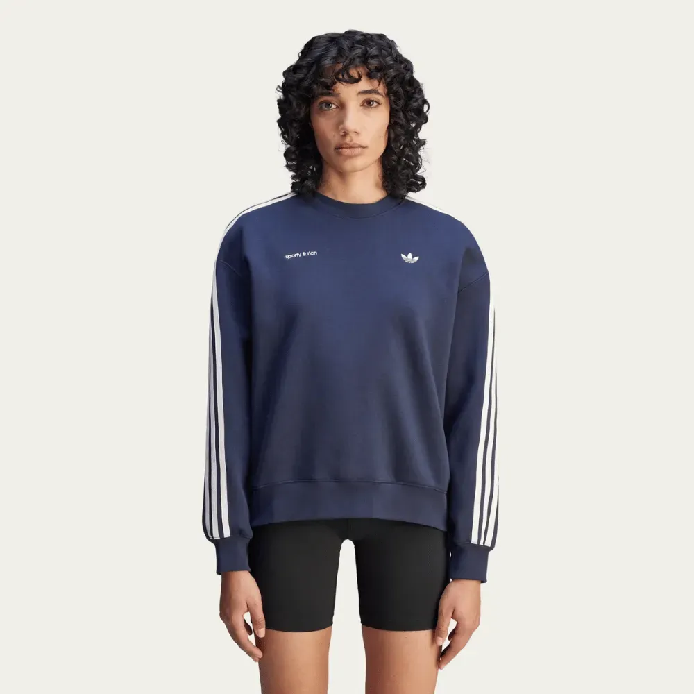トップス  sporty&rich XL Sporty & Rich x adidas Moletom Crewneck Night Navy - Droper