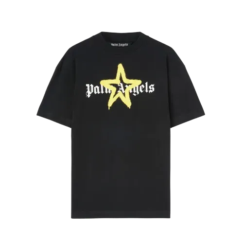Camiseta Palm Angels Star Sprayed Black Yellow