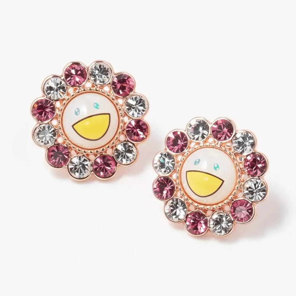 Liquem x Takashi Murakami Brincos Flower Pink White - Droper