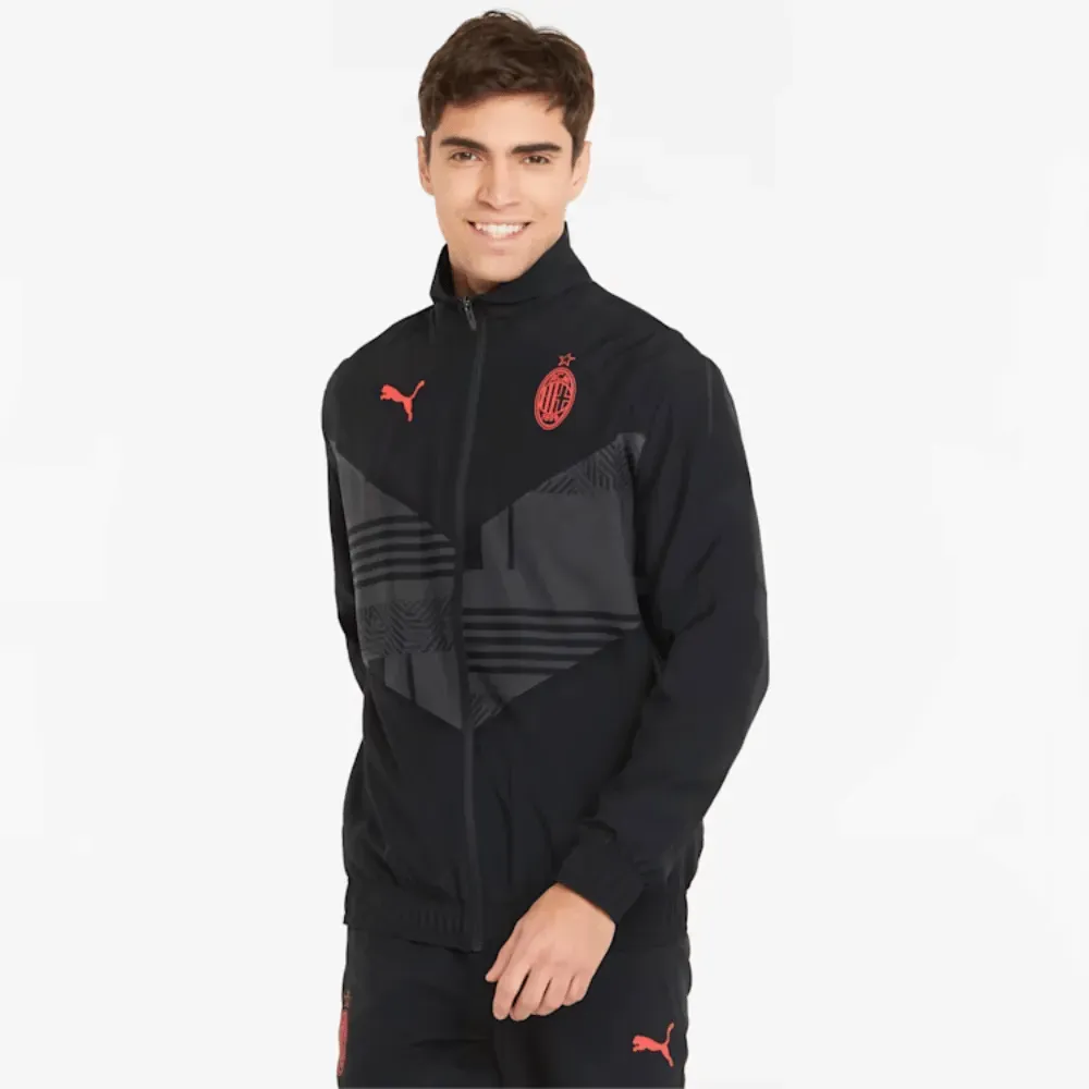Jaqueta Puma ACM Prematch Soccer Black Red Blast - Droper