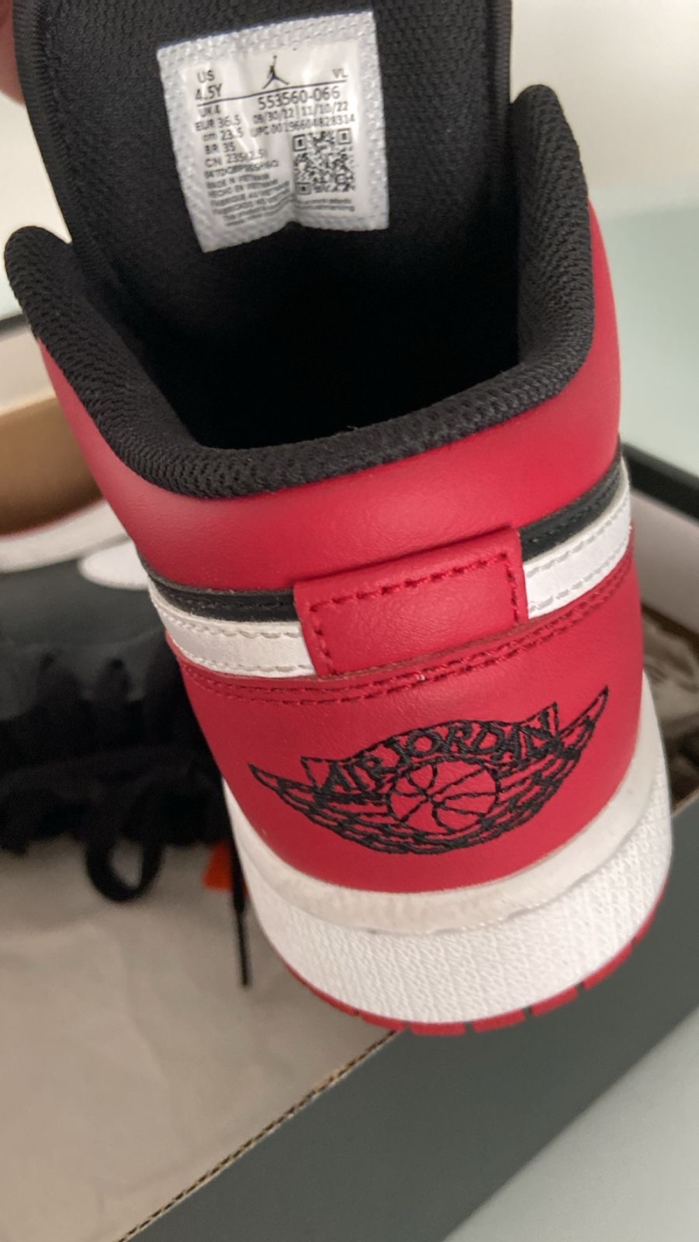 Air Jordan 1 Low GS Alternate Bred Toe — 35, Usado