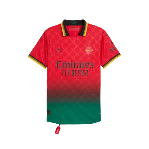 Off-White x Puma Camiseta AC Milan Jogador Jersey Black Power