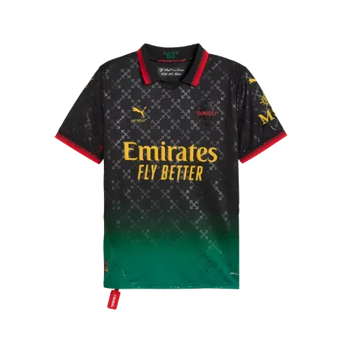 Off-White x Puma Camiseta AC Milan Torcedor Jersey Black Power Green