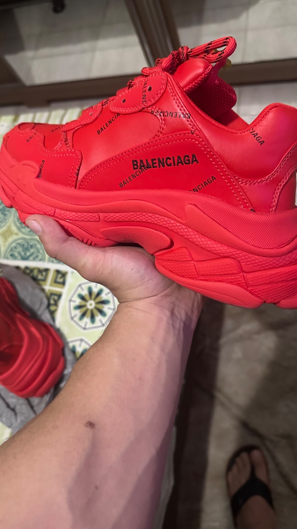 Balenciaga Triple S Allover Logo Red