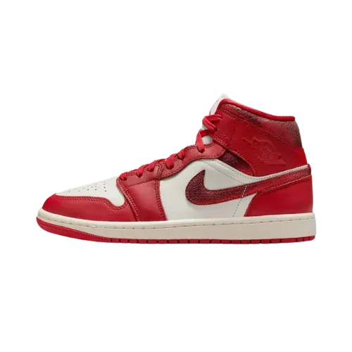 Air Jordan 1 Mid SE Red Cracked Leather