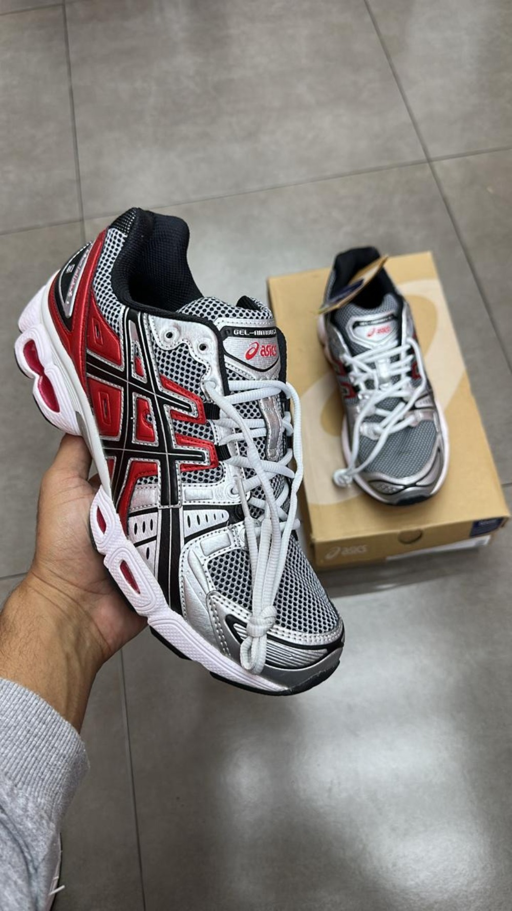 Asics Gel-Nimbus 9 Pure Silver Classic Red