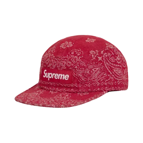 Boné Supreme Bandana Jacquard Denim Camp Red - Droper