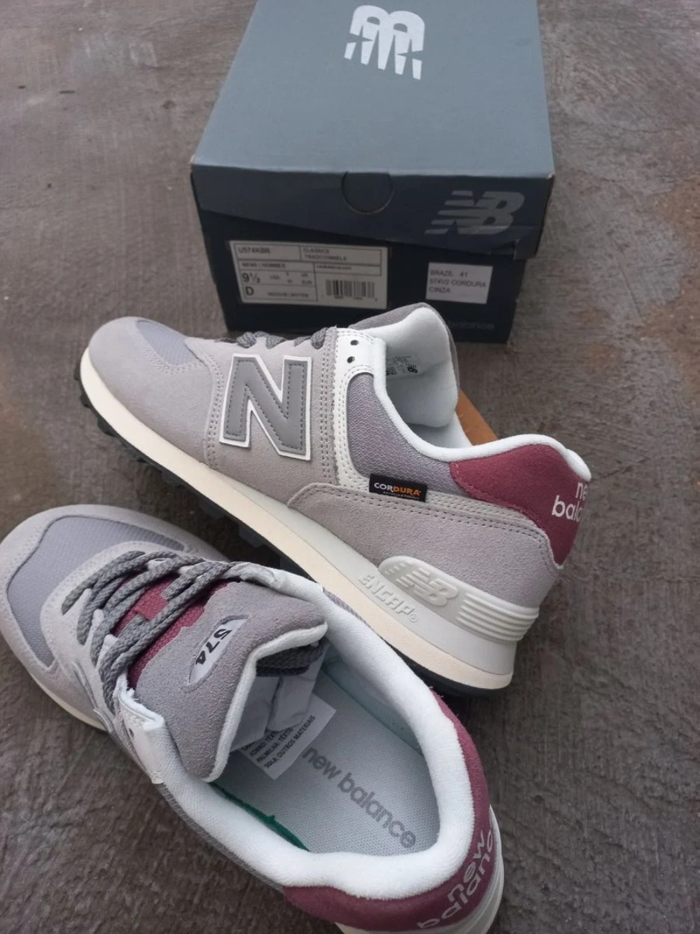 New Balance 574 Cordura Grey Brick Red
