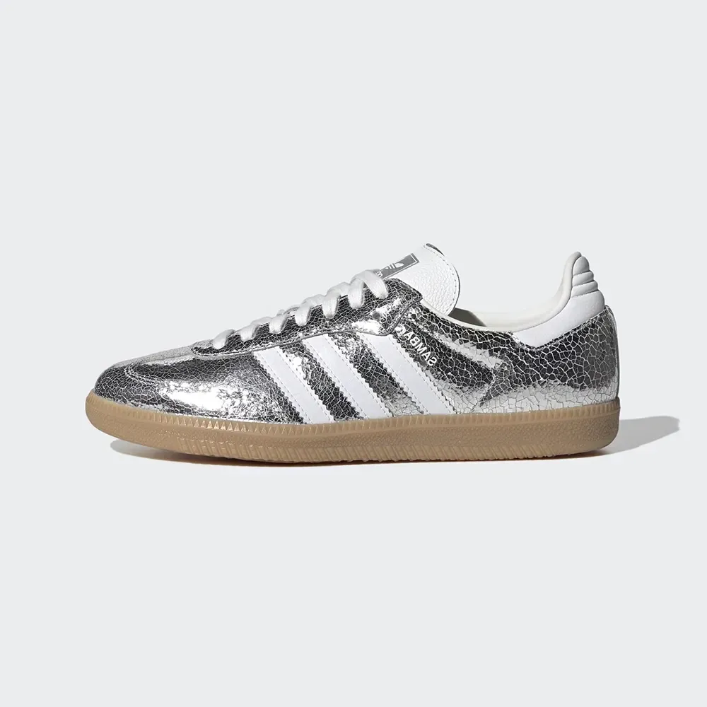 adidas Samba OG Silver Metallic Cracked Leather - Droper