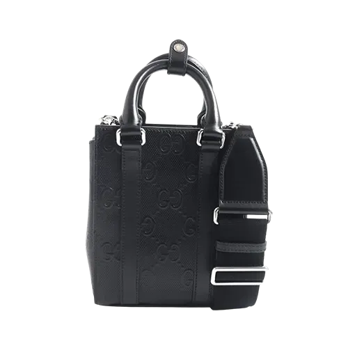 Gucci GG Embossed Leather Mini Tote Bag Black